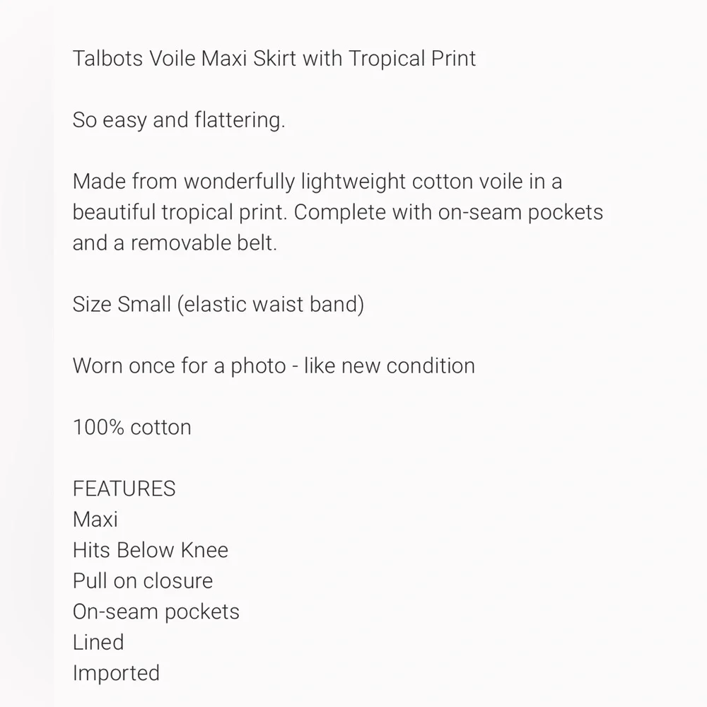 Talbots Blue Pink Tiered Maxi Skirt Resort worn once - Picture 6 of 6